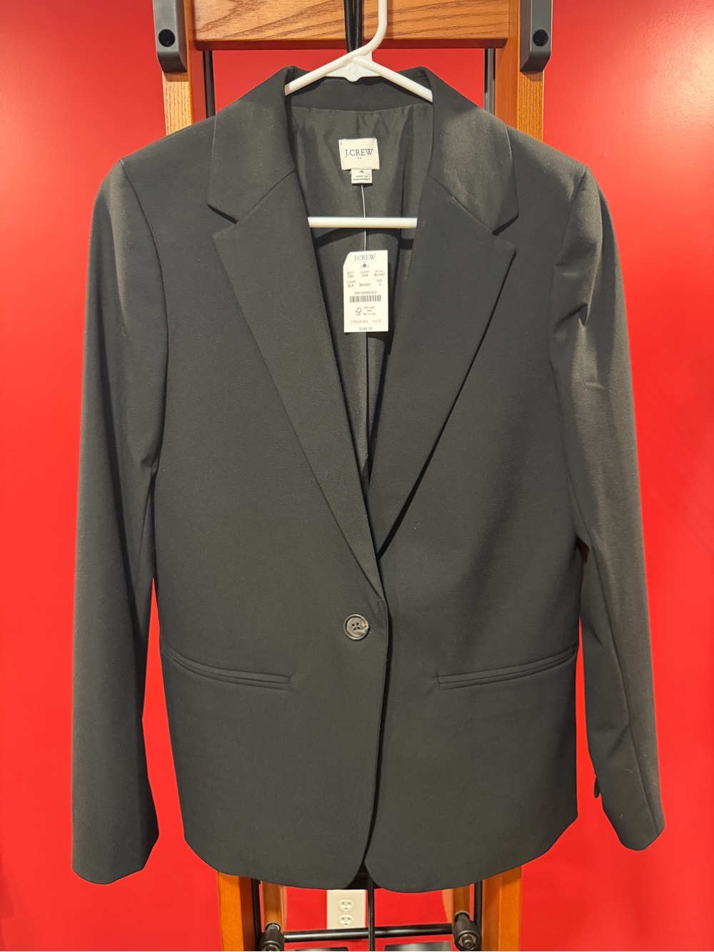 J.Crew Factory One-Button Black Blazer Size 4 NWT Stretch Career Jacket - Picture 3 of 11